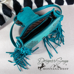 Montana West Turquoise Hand-Tooled Floral Crossbody Fringe Purse with Concealed Carry | Turquoise | MW1249-8360TQ