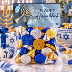Printable Hanukkah Treat Bag Topper | Happy Hanukkah Candy Bag Topper | Menorah & Dreidel Design | Jewish Holiday Party Favors | 4 x 2 PDF