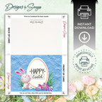 Happy Easter Cute Rabbit | Custom Designed | 5 x 7 Printable Greeting Card | Matching Envelope Included | Instant Download | Print from Home