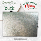 Merry Christmas Card in Black & Silver | Handcrafted A7 Holiday Card with Poinsettia Tag & Satin Bow | Elegant Client Gift