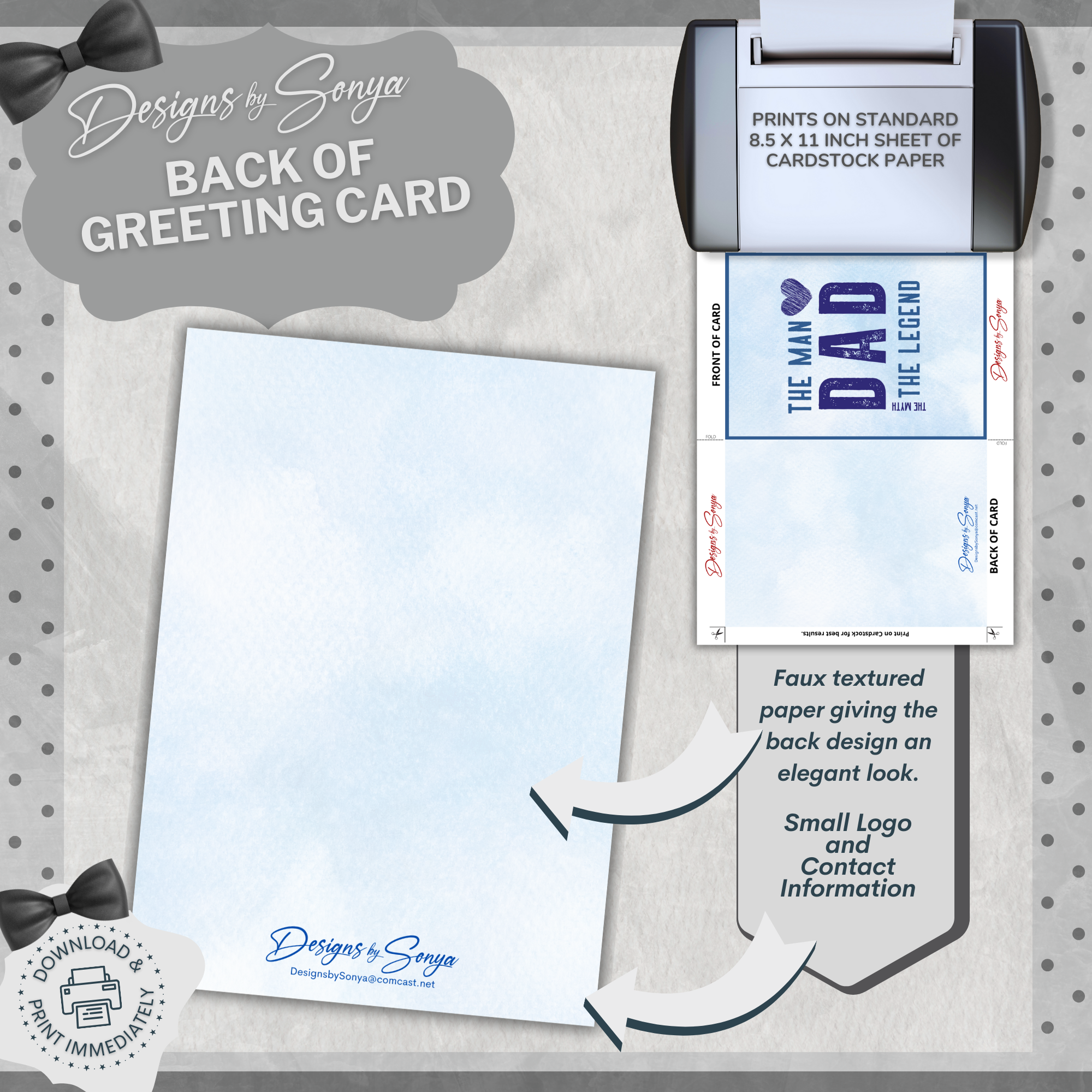 Father's Day | Simple | Unique | Custom Designed | Printable Greeting Card | Matching Message & Envelope | Instant Download | Print at Home