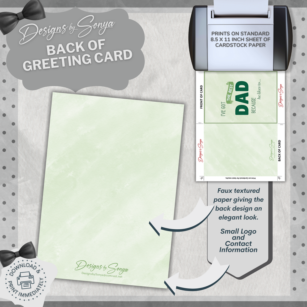 Father's Day | Simple | Unique | Custom Designed | Printable Greeting Card | Matching Envelope Included | Instant Download | Print at Home