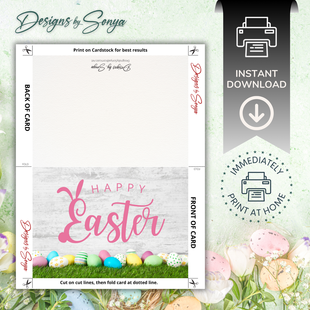 Happy Easter Egg Frame | Custom Designed | 5 x 7 Printable Greeting Card | Matching Envelope Included | Instant Download | Print from Home