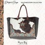 Classic Southwestern Elegance | Asterias Canvas and Hair-on Fur Leather Bag | Myra Bags | S-4393