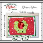 Handmade Christmas Card with Red Bow & Wreath | A7 5x7 Holiday Greeting Card | Unique Christmas Keepsake by Designs by Sonya