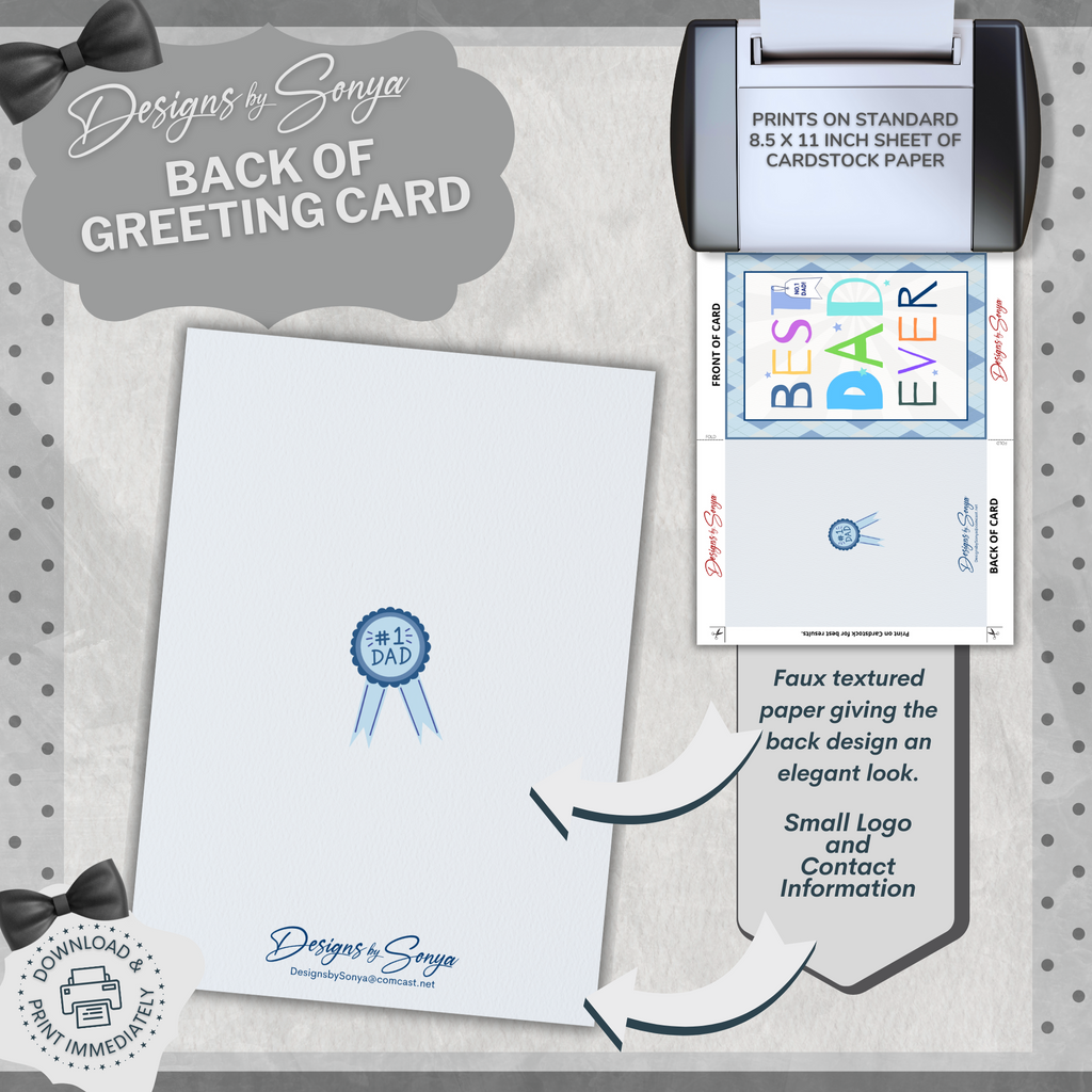 Father's Day - Best Dad Ever | Custom Designed | Printable Greeting Card | Matching Envelope Included | Instant Download | Print at Home
