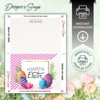 Happy Easter Pink Stripe | Custom Designed | 5 x 7 Printable Greeting Card | Matching Envelope Included | Instant Download | Print from Home