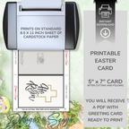 Custom Designed 5 x 7 Printable Card - He is Risen w/ Gold Cross | Inside Greeting and Envelope Included - Instant Download - Print from Home