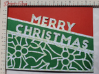 Merry Christmas Holly Card – Handmade A2 Holiday Greeting with Red Gems & Cutout Design – Limited Edition 5.5"x4.25" Card