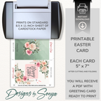 Elegant Custom Designed 5 x 7 Printable Greeting Card - Floral Design of Pink and Beige Roses adorned with "Happy Easter" - Instant Download