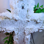 Eternal Love Standing Cross with Red Roses | Sympathy Florals for Funeral, Memorial, Cemetery
