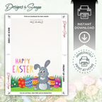 Happy Easter Bunny Printable Card – 5x7 Folded Greeting Card | DIY Instant Download | Easter Digital Card with Matching Envelope