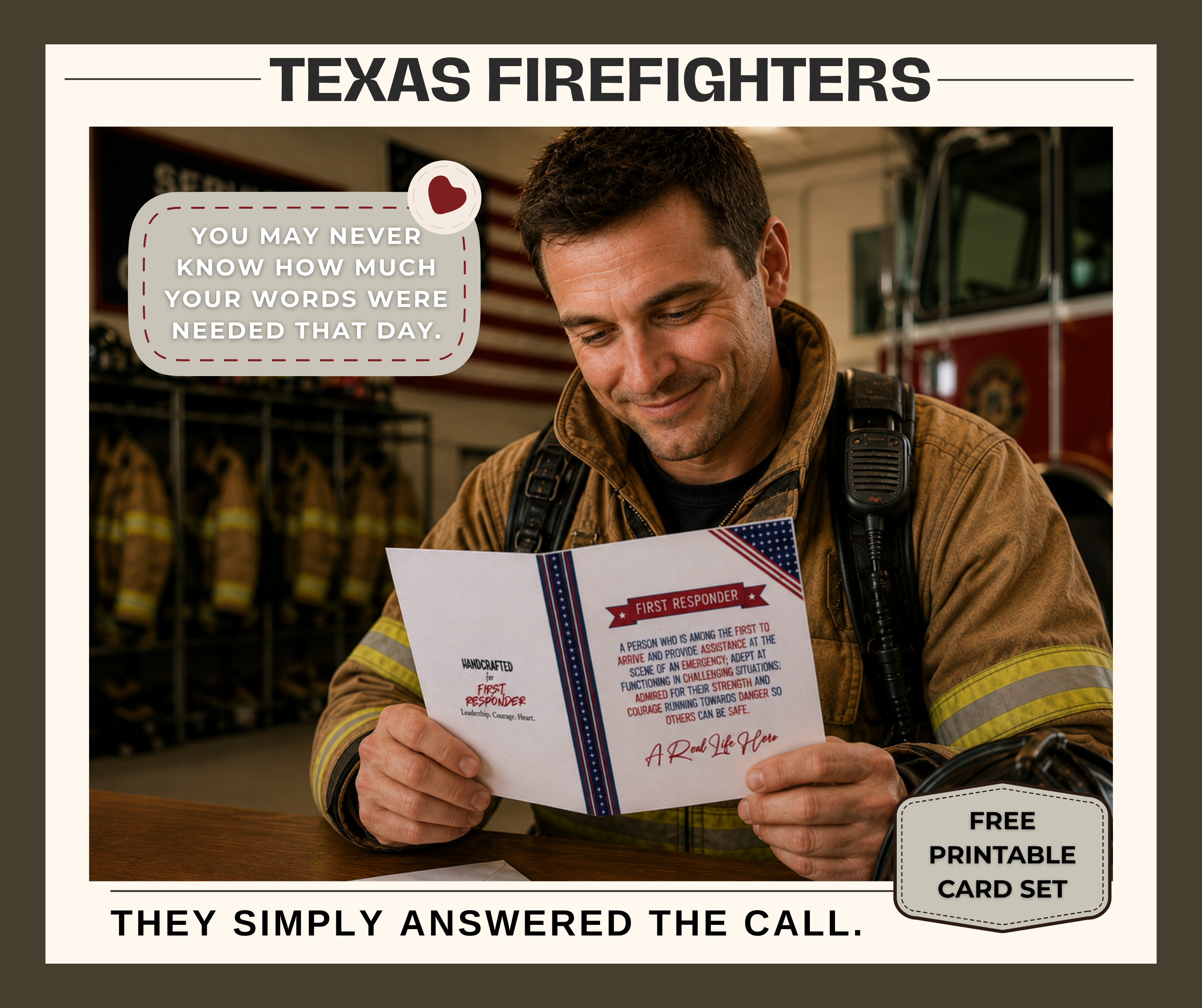 First Responder Thank You Card, A7 A Real Life Hero, Free Printable Card Set