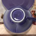 Discontinued Mary Kay Heart Teacup and Saucer Set, Purple Ceramic Cup, Rare Collectible Tea Cup Set, Romantic Gift Idea, New Unused