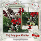 Hook Closeup
Detailed view of the silver hook and felt-padded base of the pinecone stocking holder. Designed to hold heavy stockings securely while preventing mantel scratches.