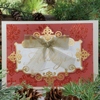Limited Edition Red & Gold Happy Holidays Card – Handmade A7 Christmas Greeting with Glitter & Bow – Elegant 5x7” Keepsake