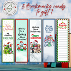 Printable Christmas Bookmarks | Set of 5 Holiday Animal Bookmarks | Classroom Gifts, Teacher Gifts & Stocking Stuffers | 2 x 7 PDF