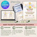 Giraffe Baby Shower Invitation Template | Cute Gender Neutral Baby Shower Invite | Editable Canva Design | Printable 5x7 Digital Download for Parents & Hosts