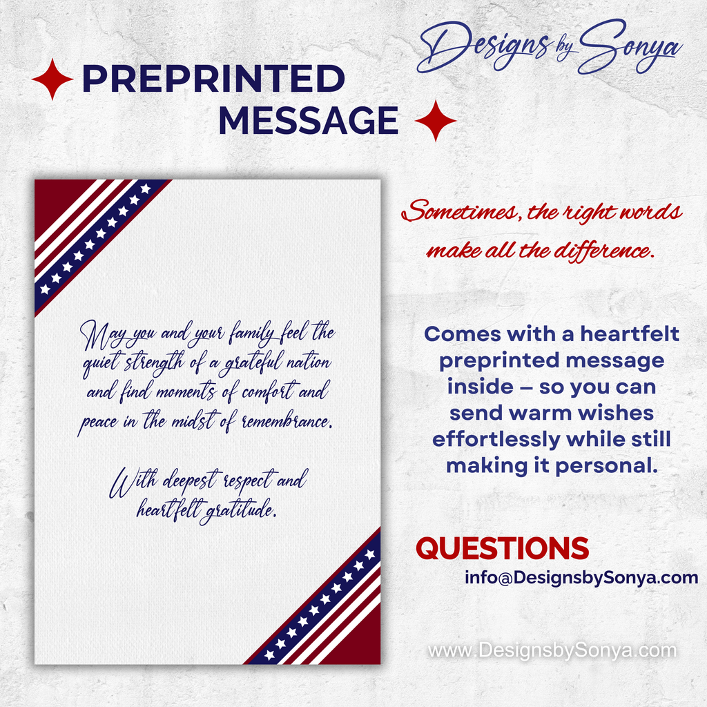 Gold Star Day Patriotic Greeting Card, Military Sympathy Card, 5x7 Memorial Day Card, Instant Download Printable Hero Tribute Card