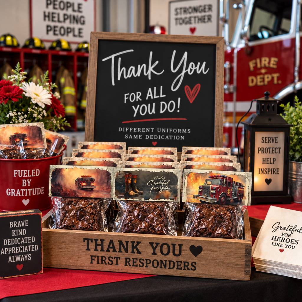 Printable Firefighter Treat Bag Topper | Firefighter Appreciation Gift | First Responder Thank You