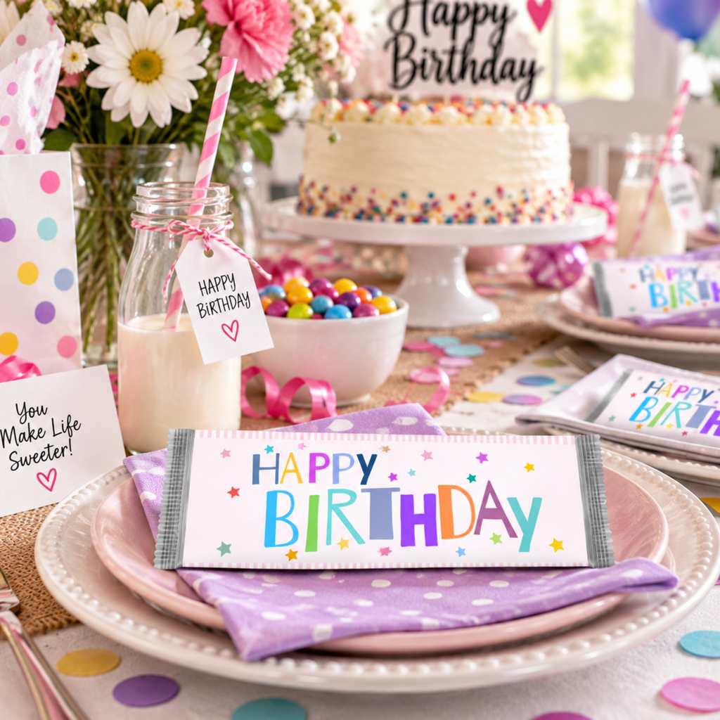 Printable Birthday Candy Bar Wrapper | Kids Birthday Party Favor | 1.55 oz Chocolate Bar (Copy)