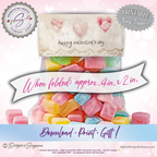 Vintage Hearts & Lace Printable Valentine Candy Treat Bag Topper – Classroom Party Favors, Teachers, Friends,  Neighbors – 4"x2" Folded