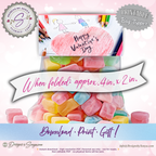 Kids Valentine Treat Bag Topper Printable – Crayon Heart Classroom Favor – 4x2" DIY Snack Bag Label for School Parties & Teachers Gift