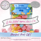 Kids Valentine’s Day Treat Bag Toppers – Printable Classroom Party Favor Set of 4 – Cute Children’s Candy Bag Labels – 4"x2" Folded Topper PDF