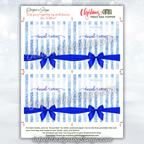 Full Sheet Layout
Complete 8.5x11 sheet with four blue snowflake bow toppers; includes trim and fold guides; prints best at Actual Size on white cardstock.