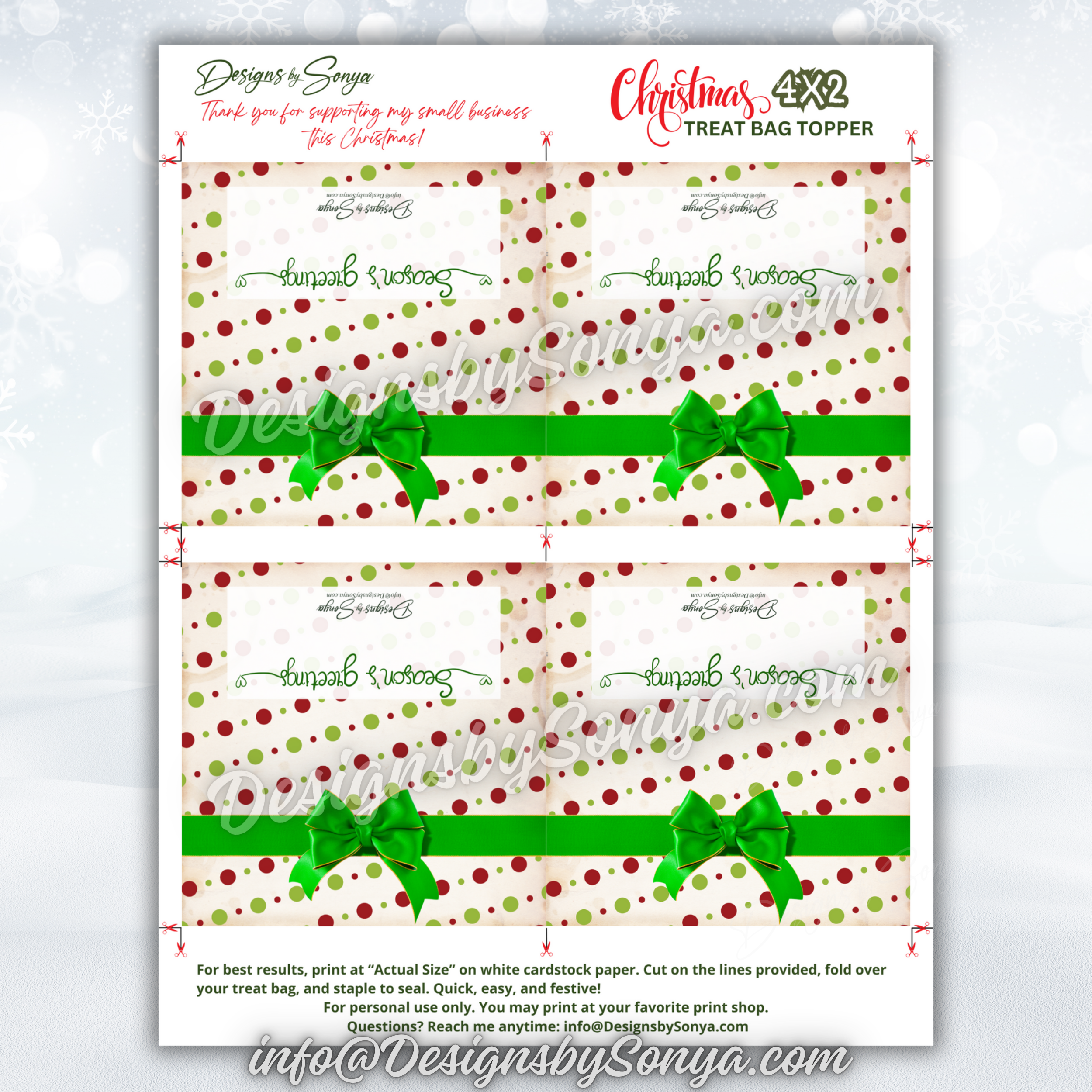 Full Sheet Layout
PDF sheet with 4 toppers arranged on standard 8.5x11 layout. Clear cut and fold lines shown for easy DIY preparation.