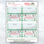 Full Sheet Layout with Guides
Complete page with four snowman toppers, trim and fold marks, and light back panels for names; best results when printed “Actual Size” on white cardstock.