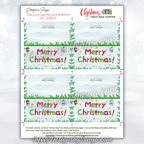 Full Sheet Layout
Entire 8.5x11 sheet with four Merry Christmas toppers plus trim lines and a note to print actual size on white cardstock; shows coordinated back art and helpful instructions at the bottom.