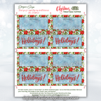 Full Sheet Layout
Flat PDF/JPG preview page showing four red and green poinsettia holiday toppers ready to print and trim.