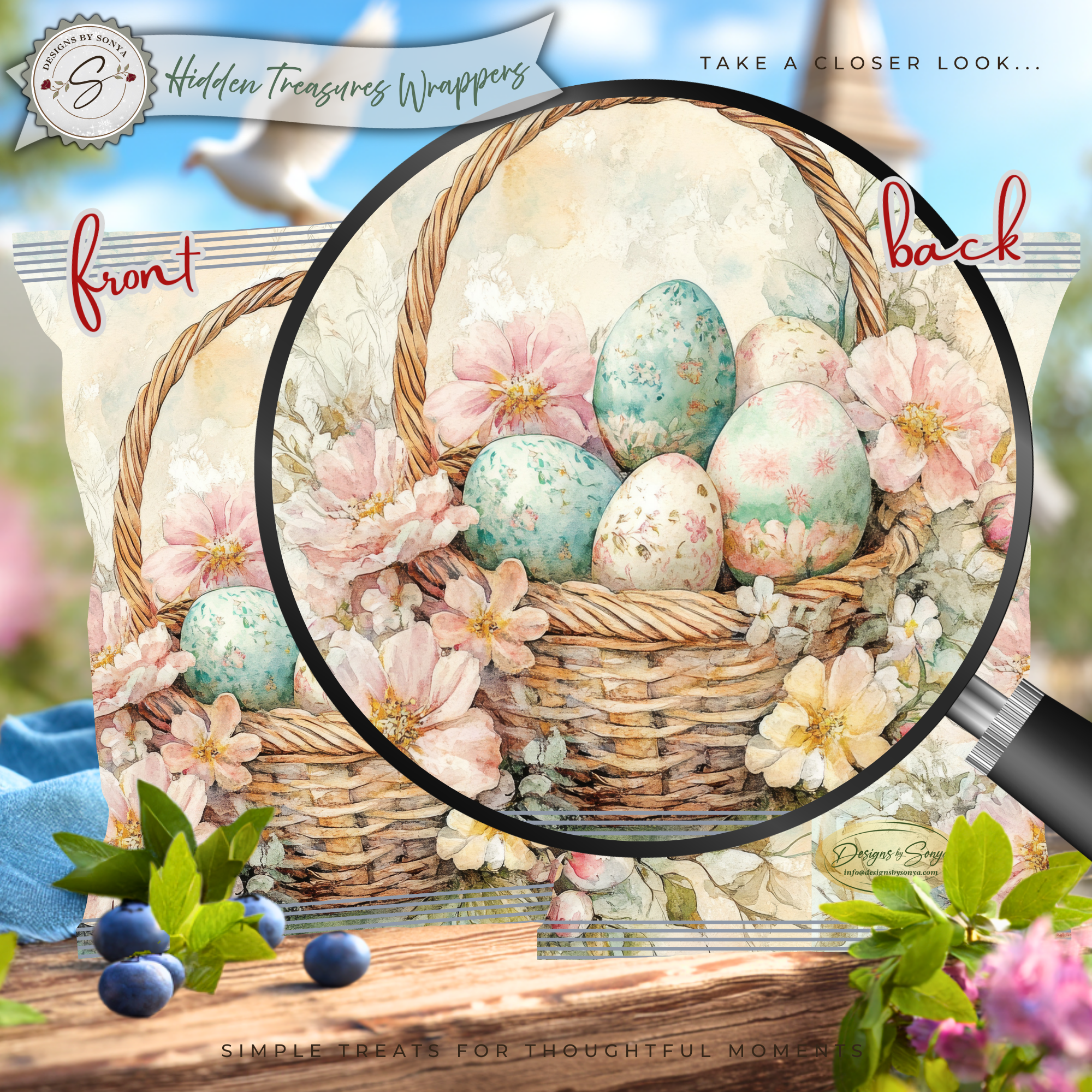 Easter Basket Chip Bag Wrapper Printable – Watercolor Eggs Floral Treat Bag – DIY Spring Easter Basket Party Favor – Snack Wrapper