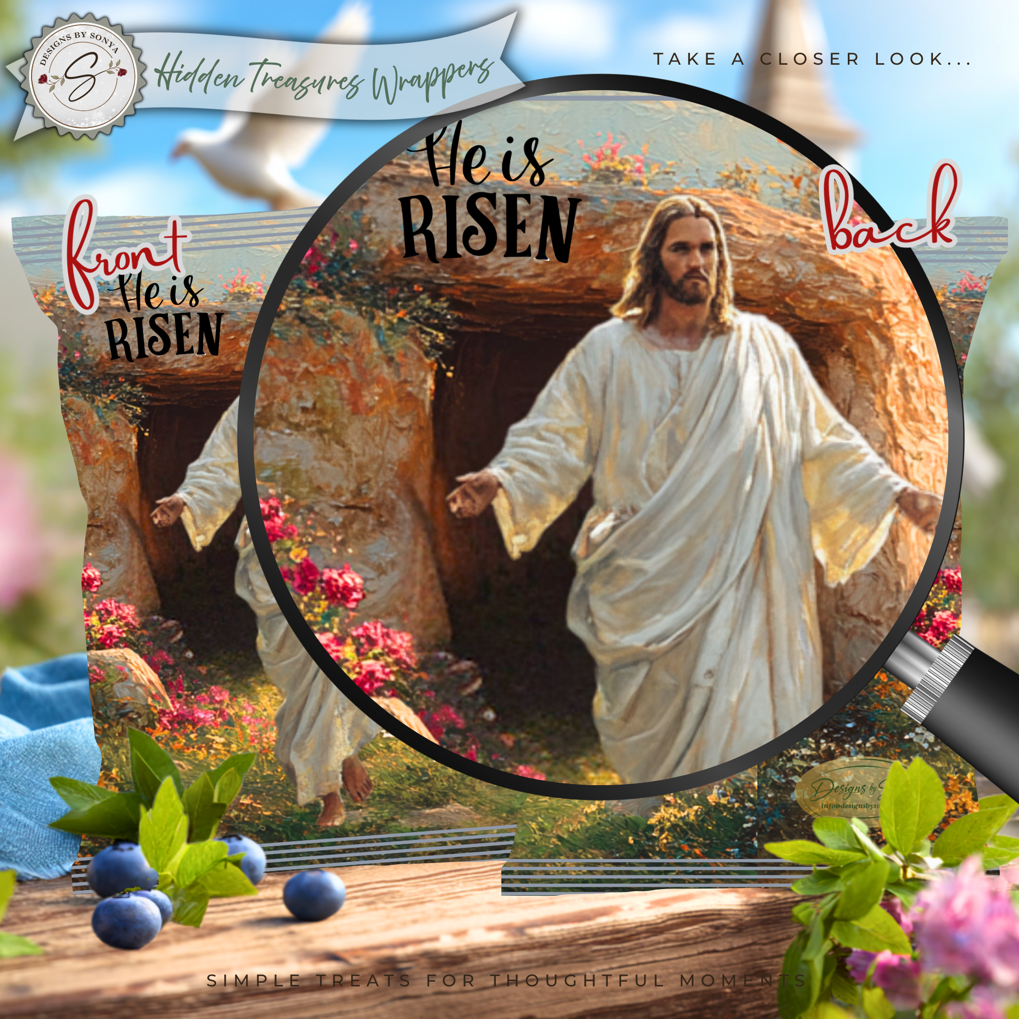 He Is Risen Printable Chip Bag Wrapper – Christian Easter Basket Treat, Resurrection Faith Gift, Religious Church Party Favor
