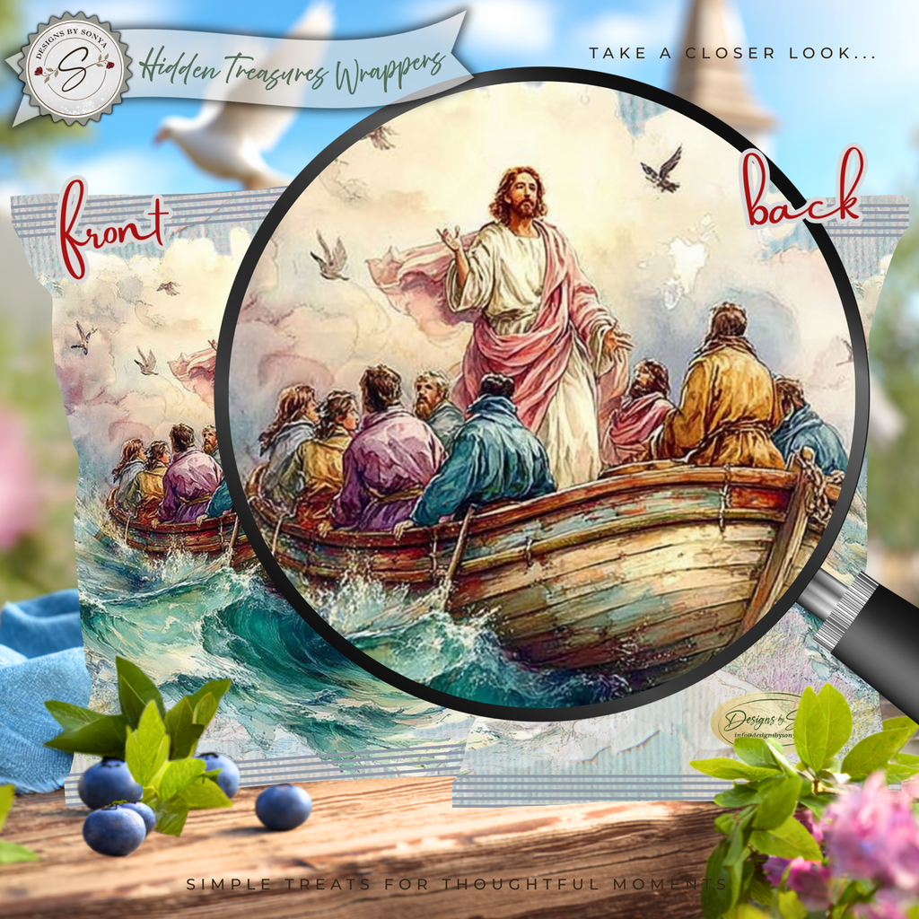 Christian Easter Basket Treat, Jesus Teaching from the Boat Printable Chip Bag Wrapper –  Faith Gift, Religious Church Party Favor