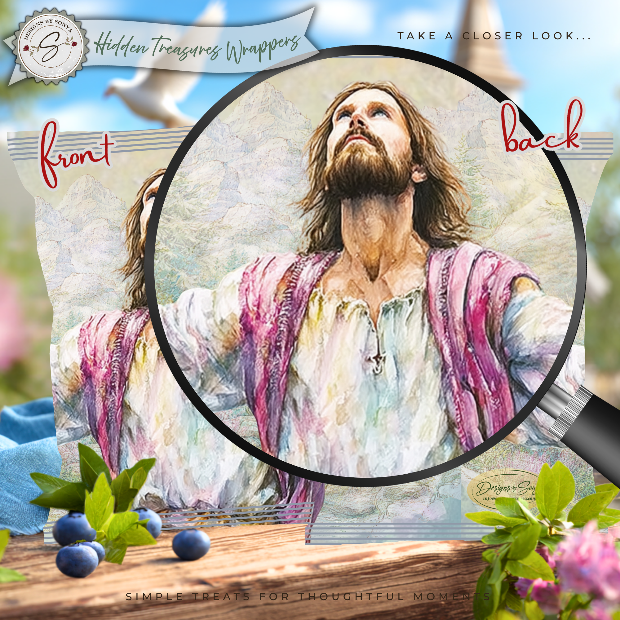 Jesus Looking Up Printable Chip Bag Wrapper – Christian Easter Basket Treat, Faith Gift Party Favor, Religious Snack Wrap