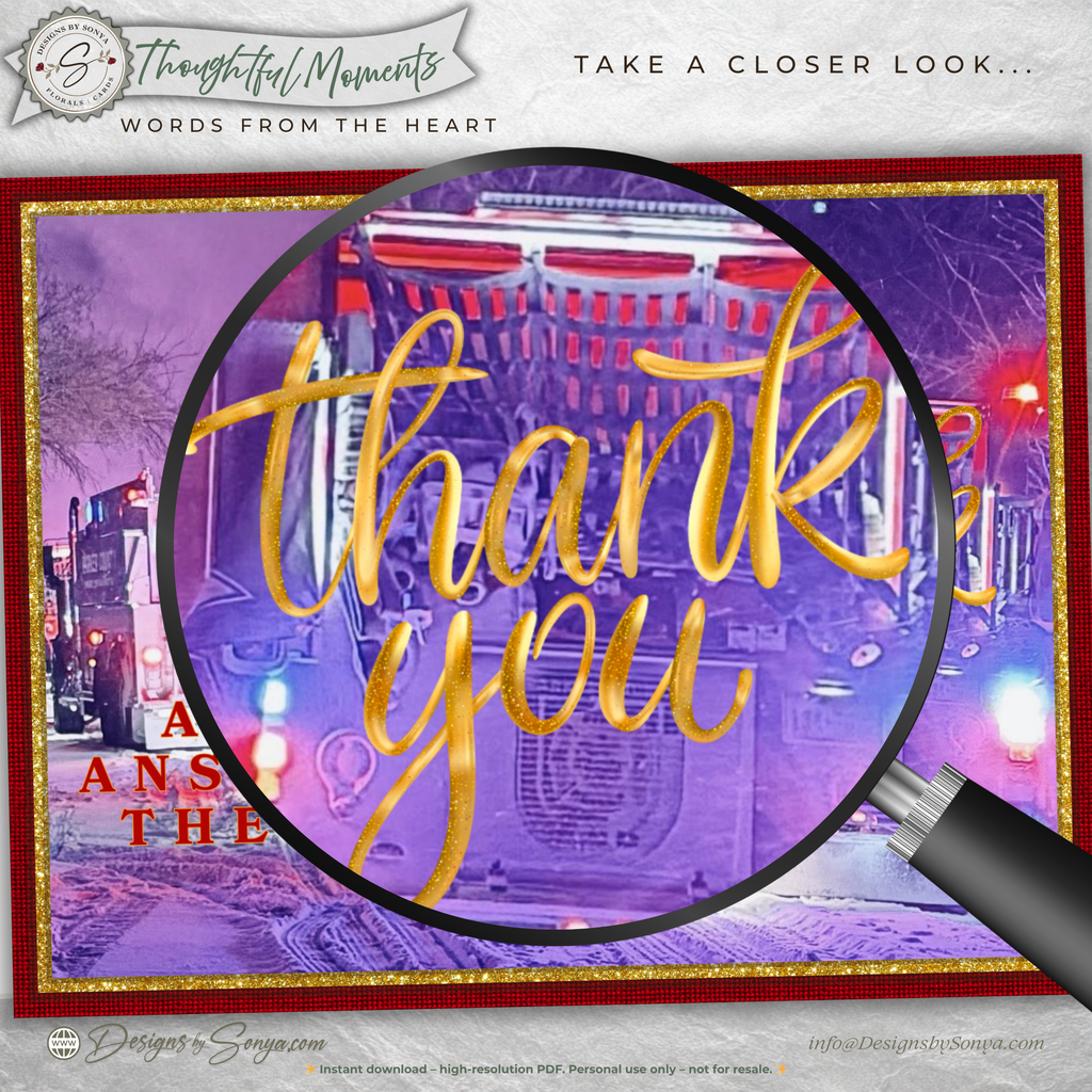 First Responder Thank You Card Printable, A2 Folded Card, Always Answering the Call Appreciation Card for Firefighters EMT Police