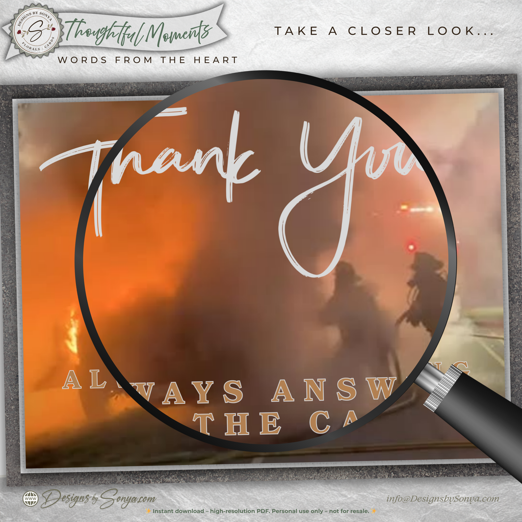 Printable First Responder Thank You Card, A2 Folded Appreciation Card, Always Answering the Call for Firefighters, EMT & Police