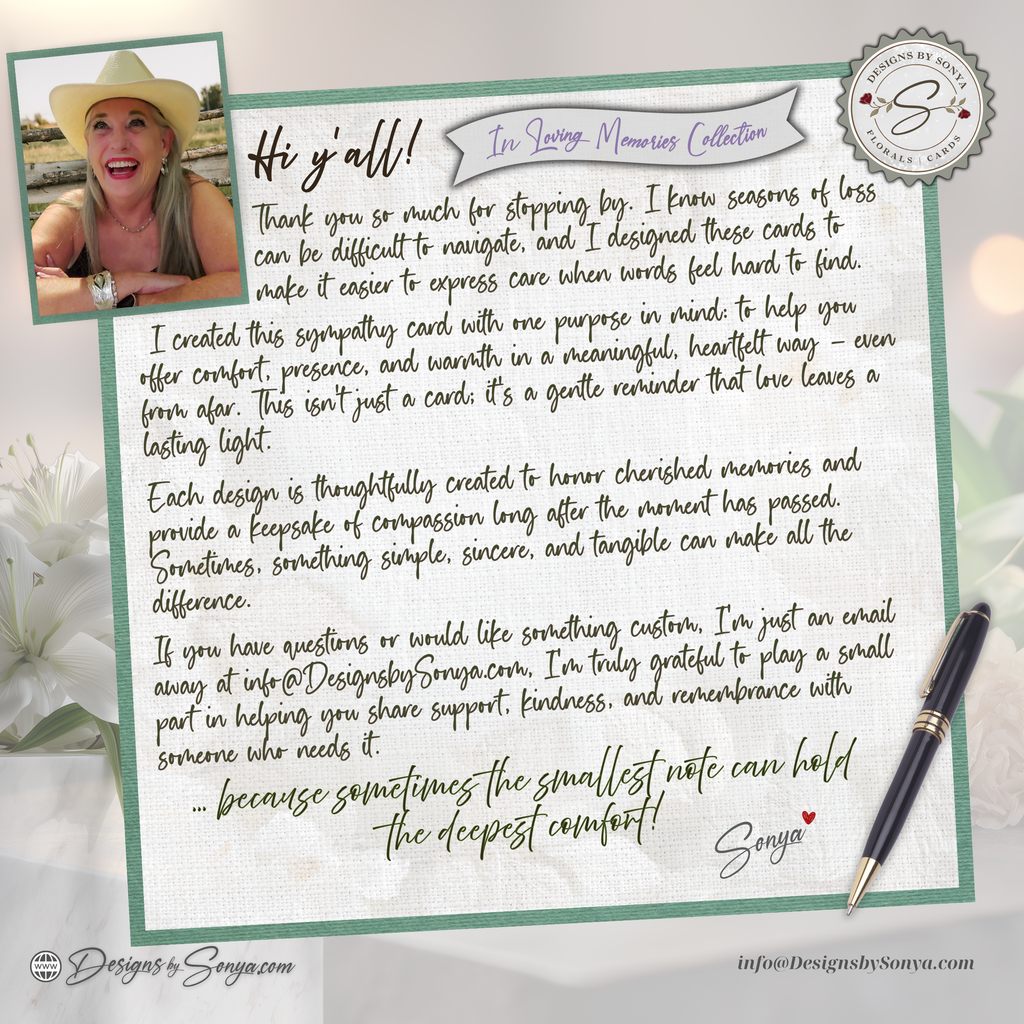 Handcrafted Sympathy Card – Comfort & Healing Square Design with Lined Coordinated Envelope, Thinking of You, Grief Support, Memorial Gift