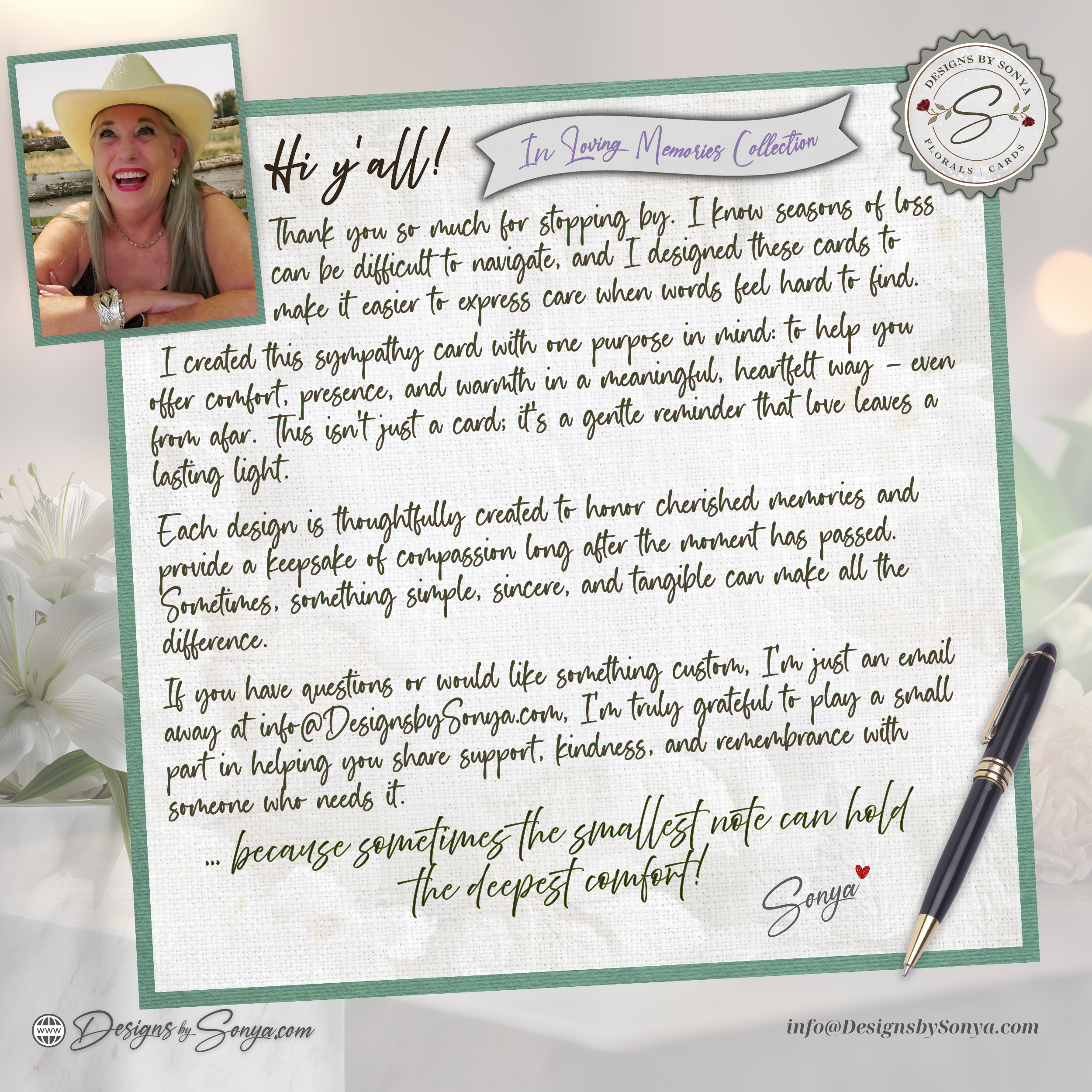 Handcrafted Sympathy Card – Comfort & Healing Square Design with Lined Coordinated Envelope, Thinking of You, Grief Support, Memorial Gift