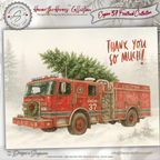 Engine 37 Printable Firetruck Christmas Card • Holiday Thank You Greeting • Festive Wreath Scene • First Responder Appreciation • A2 (5.5"x4.25") • Instant Download DIY