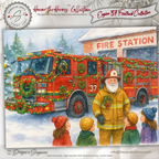 Engine 37 Firetruck Christmas Card Printable | A2 Holiday Card | Honor the Heroes Collection | Fire Station Santa Greeting Card | Envelope Liner