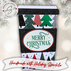 Handmade Christmas Gift Card Holder | Coffee Cup Gift Card Holder for Teachers, Coworkers & Coffee Lovers | Merry Christmas Tree Design