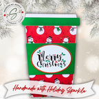 Handmade Christmas Gift Card Holder | Coffee Cup Gift Card Holder for Teachers, Coworkers & Coffee Lovers | Snowman Merry Christmas Design