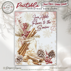 Flavor of the Season Printable Card • A2 (4.25" x 5.5") Folded Holiday Greeting Note Card • Cozy Cinnamon & Berry Design • Christmas Stationery