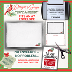 Matching Printable Christmas Envelope
Printable Merry Christmas gift card holder includes matching buffalo plaid envelope with red truck accent. Designed to fit A7 envelopes.