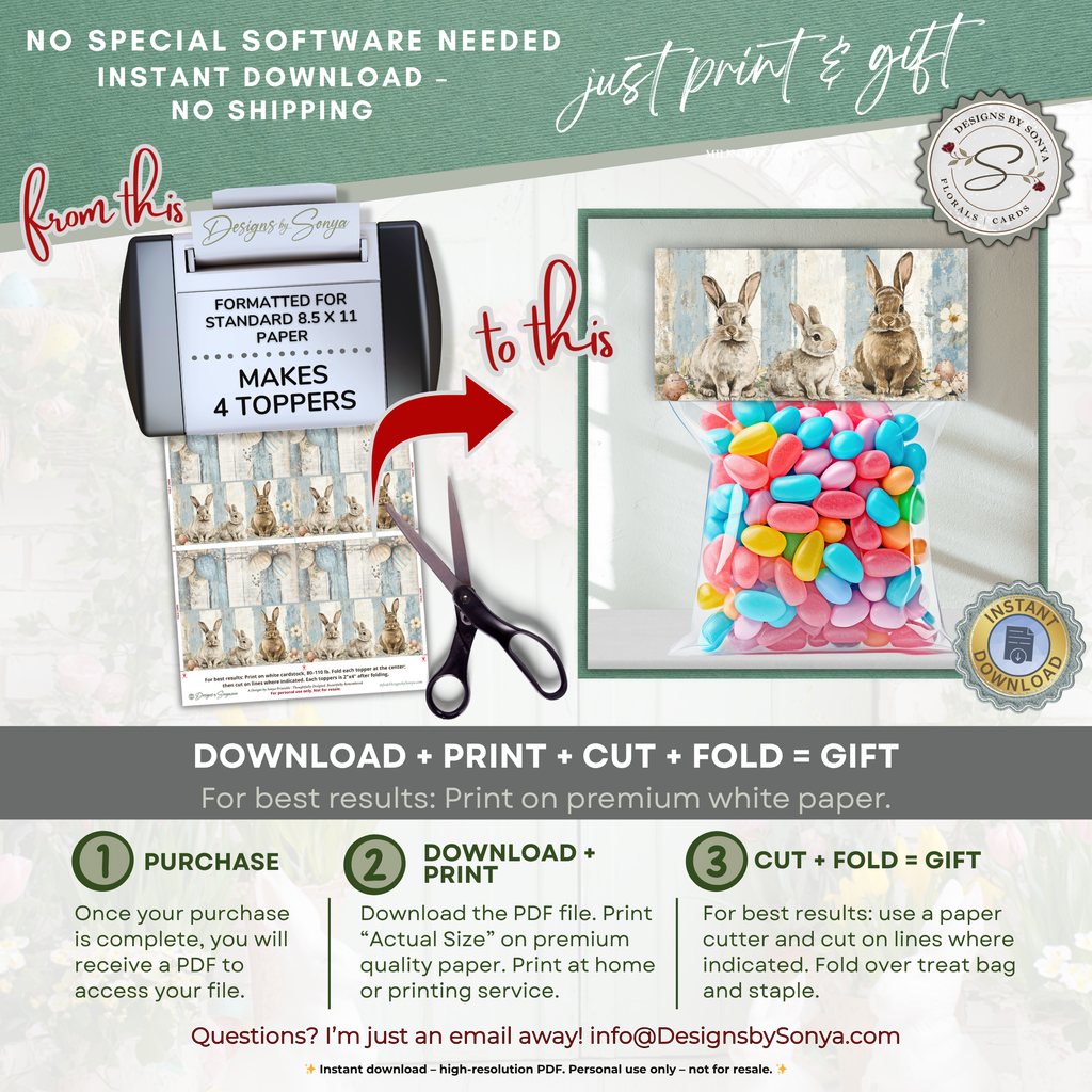 Easter Treat Bag Topper Printable – Sweet Easter Wishes Bunny Topper for DIY Easter Gifts, Classroom Treats & Spring Parties