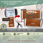 Football Valentine Candy Bar Wrapper Printable – Happy Valentine’s Day Chocolate Wrapper for 1.55 oz Candy Bars – Classroom Party Favor Treat