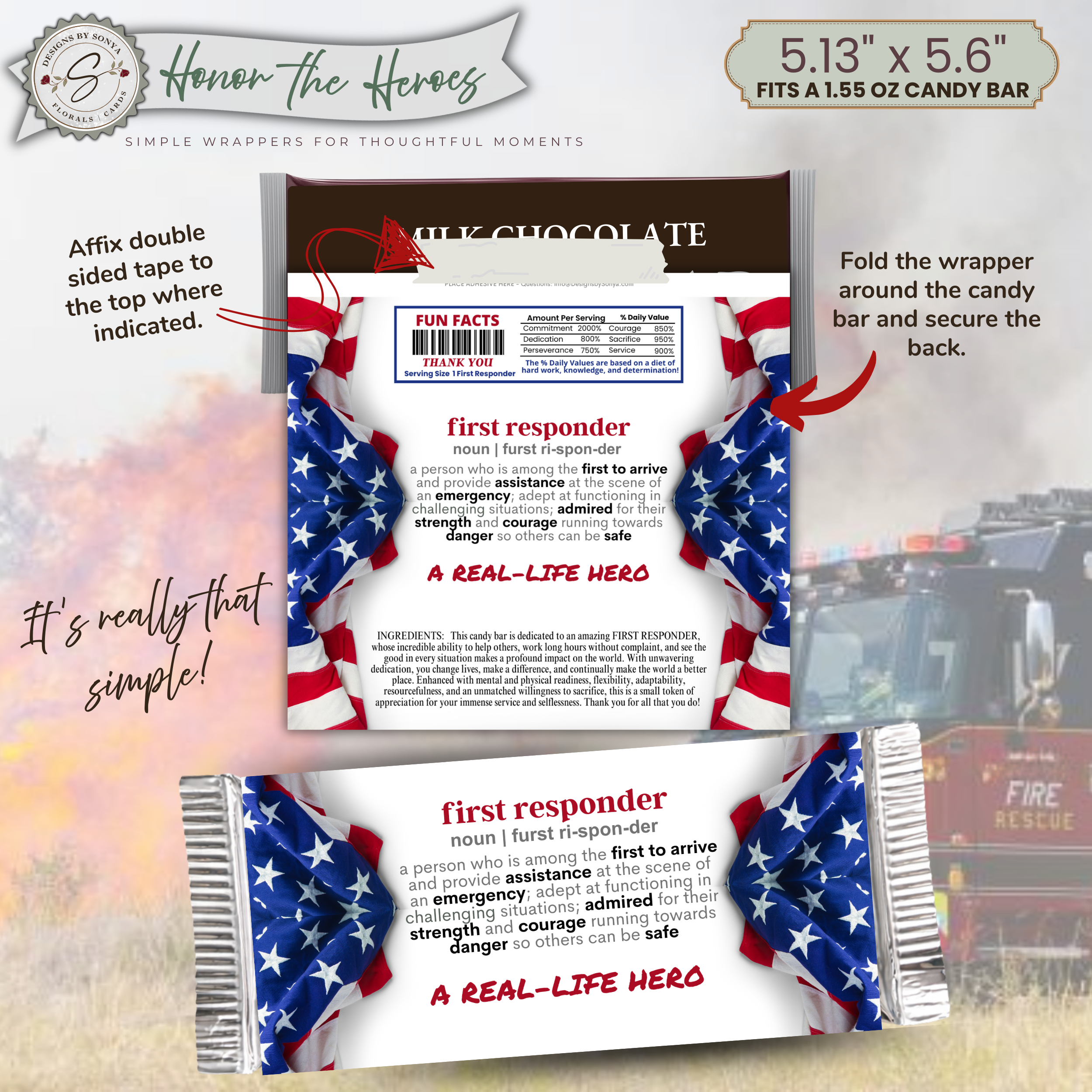 First Responder Candy Bar Wrapper Printable Thank You Gift – 1.55 oz Chocolate Wrapper, Appreciation Favor, Instant Download